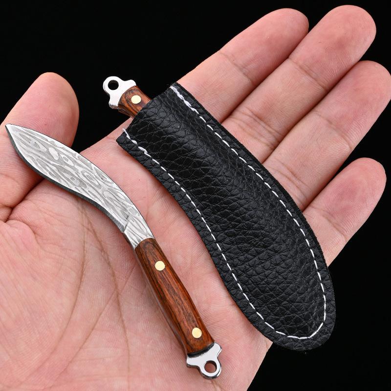 Mini High Hardness Stainless Steel Small Knife Outdoor Camping Portable Fruit Unboxing Knife Convenient Dog Leg Bending Knife