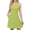 Women's Casual Fashion Breathable Solid Color Vest Dress With Pockets