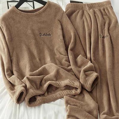 2025 Women Velvet Pajama Set Loose Pullover And Elastic Waist Pants Home Casual Warm Fleece Sets Women  Autumn Winter