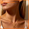 Vnox Trendy Gold Plated Hollow Heart Pendant Necklace for Omen Romantic Love Heart Stud Earrings Anniversary Wedding Jewelry