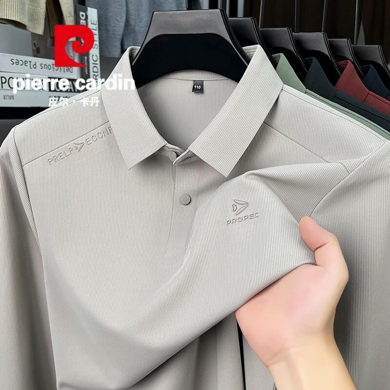 Pierre Cardin Men's Striped Long-Sleeve Business Casual Polo T-Shirt