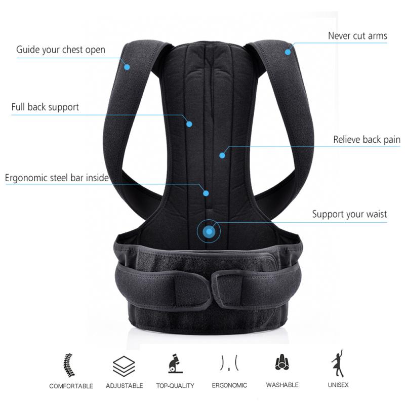 Adjustable Adult Corset Back Posture Correction Therapy Shoulder Lumbar Brace Spine Support Belt
