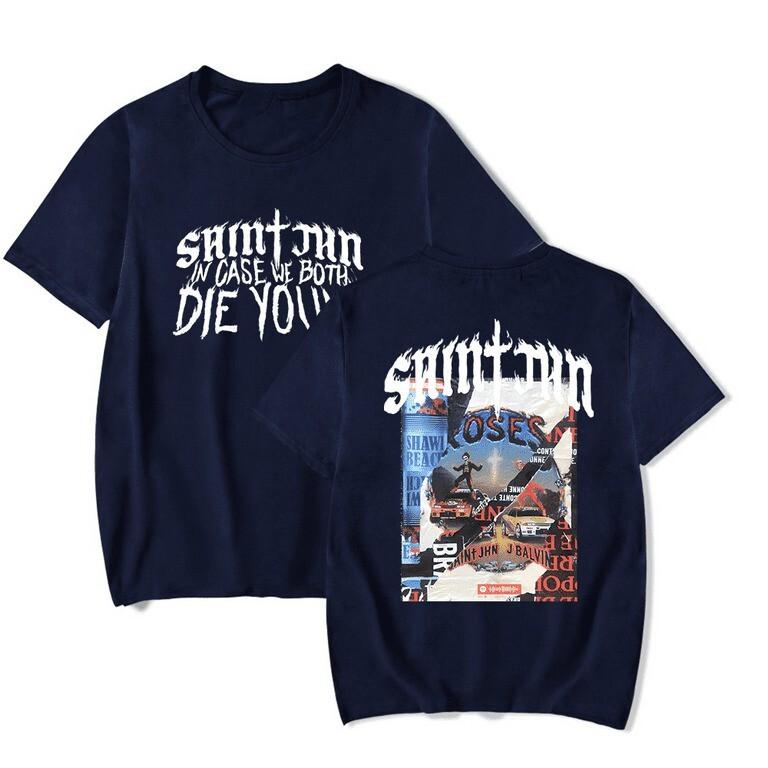 SAINt JHN T shirt Rap Merch Men Women Short Sleeve navy color Unisex T-Shirt S