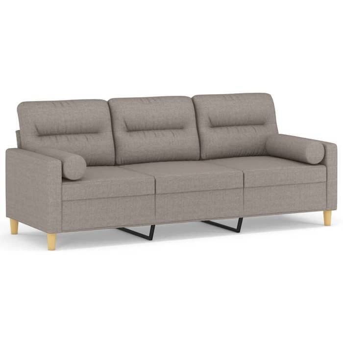 VidaXL 3-seater Sofa with Decorative Pillows Taupe 180 Cm Fabric, Sofa, Living Room Sofa, 3-seater Fabric Sofa, 3200836