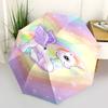 Rainbow Heart Unicorn Automatic Folding Umbrella: Portable 3-Fold Design with Iron Frame, Perfect for Fans and Outdoor Use0104407a