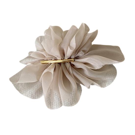 Hairpin Handmade Chiffon Flower 3D Petals Hair Clip with Polished Metal Spring Clip Back Head Bun Hair Accessories