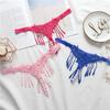 Thong Female Sexy Embroidery Sao Transparent Pearl Open File Invisible Hot Low Waist European and American Panties Tback 2190