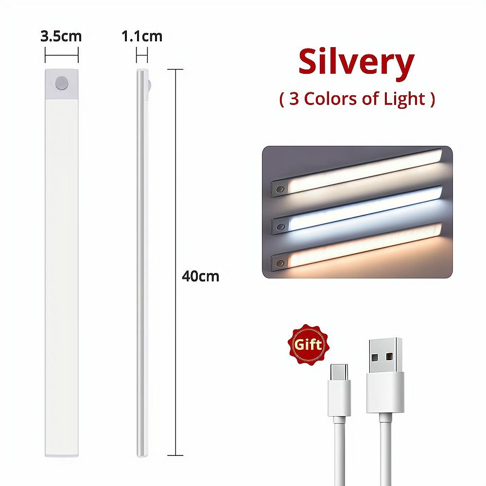 Night Light 3color In One Home Lamp Motion Sensor Wireless USB Under Cabinet Dormitory Wardrobe Closet Cupboard Indoor Lighting