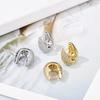 Luxury Elegant AAAA Zirconia Pave Huggie Hoop Earrings Woman Geometric U Shape Bridal Wedding Engagement Daily Vintage Jewelry