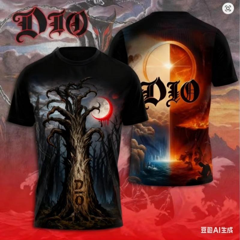 Vintage Rock Dio Band 3D Print T-shirt Men Women Fashion Hip Hop Casual Short Sleeve Tops Tees Mens Clothing Streetwear men New
