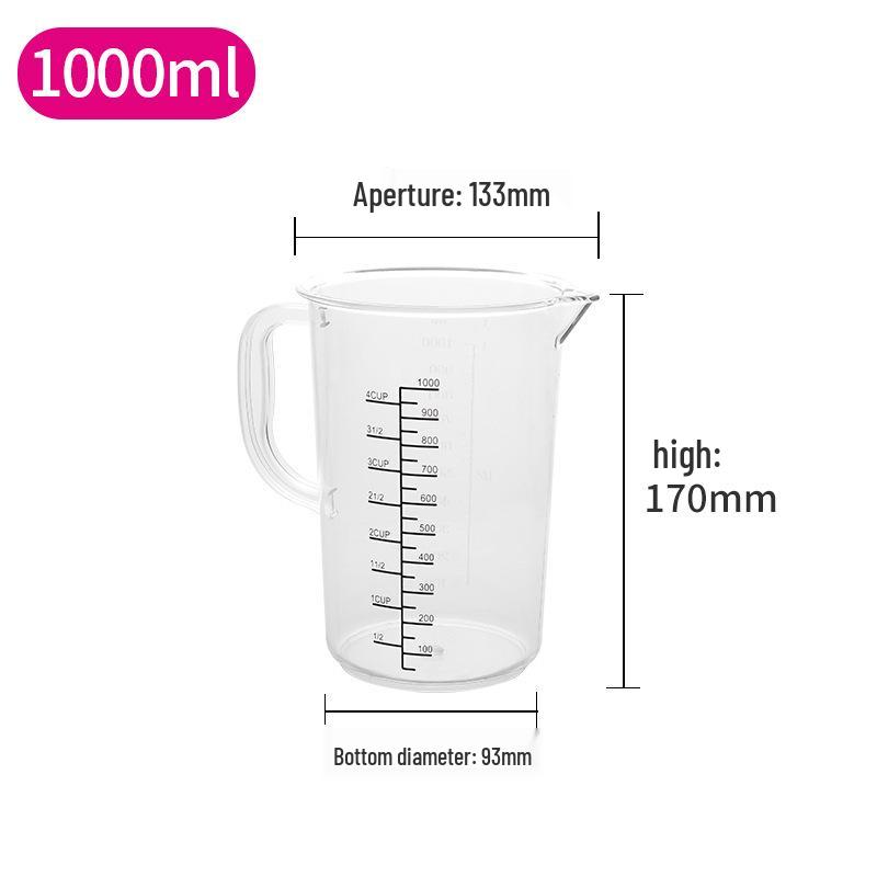 Acrylic Black Line Large Capacity Transparent Measuring Cup with Handle for Tea, Baking, and Catering