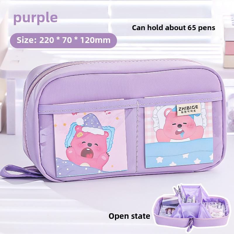 "2024 Volcano Transparent & Dirt-Resistant Pencil Case for Female Students - Large Capacity, High-Value Stationery Box"