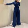 2025 Autumn/Winter Cross-border European and American Waistblazer Suit Button Cardigan Long-Sleeve Jacket Loose Wide-Leg Long Pants Set