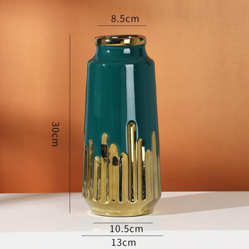 Keramické vázy modelový pokoj dekorace obývacího pokoje domov hydroponické aranžování květin galvanické zlacení zelené ozdoby