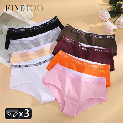 3-teiliges Set mit Unterhosen aus Baumwolle mit Buchstabengürtel, sexy, atmungsaktive Slips mit niedriger Taille, Stretch, bequeme Dessous