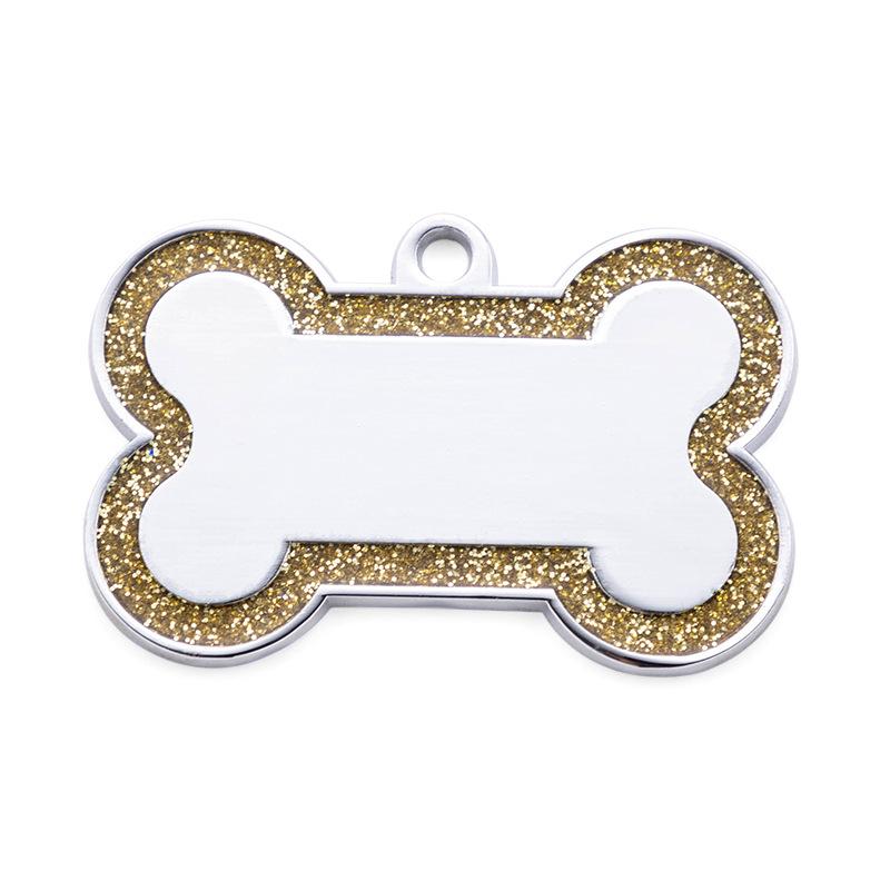 Double Side Dog Cat ID Tag Glitter Dogs Cats Name Pendant Tags Pet Collar Accessories Anti-lost Bone Tags for Small Dog Cat