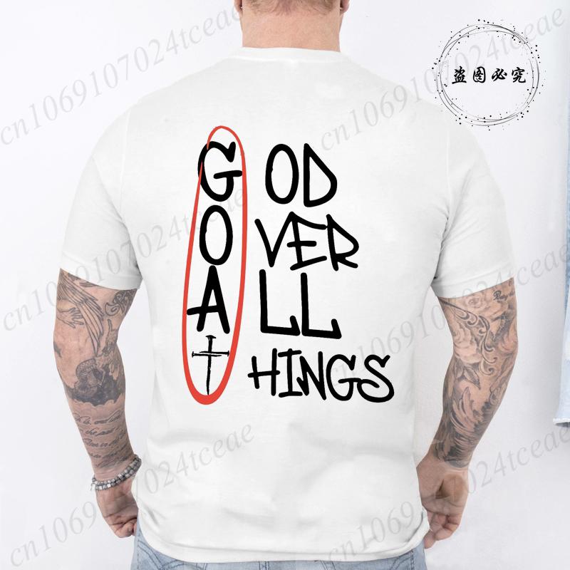 Mens God Over All Things Printed TShirt Oversized Vintage Clothing Graphic Tees for Men Women Short Sleeve Summer Shirts Tops