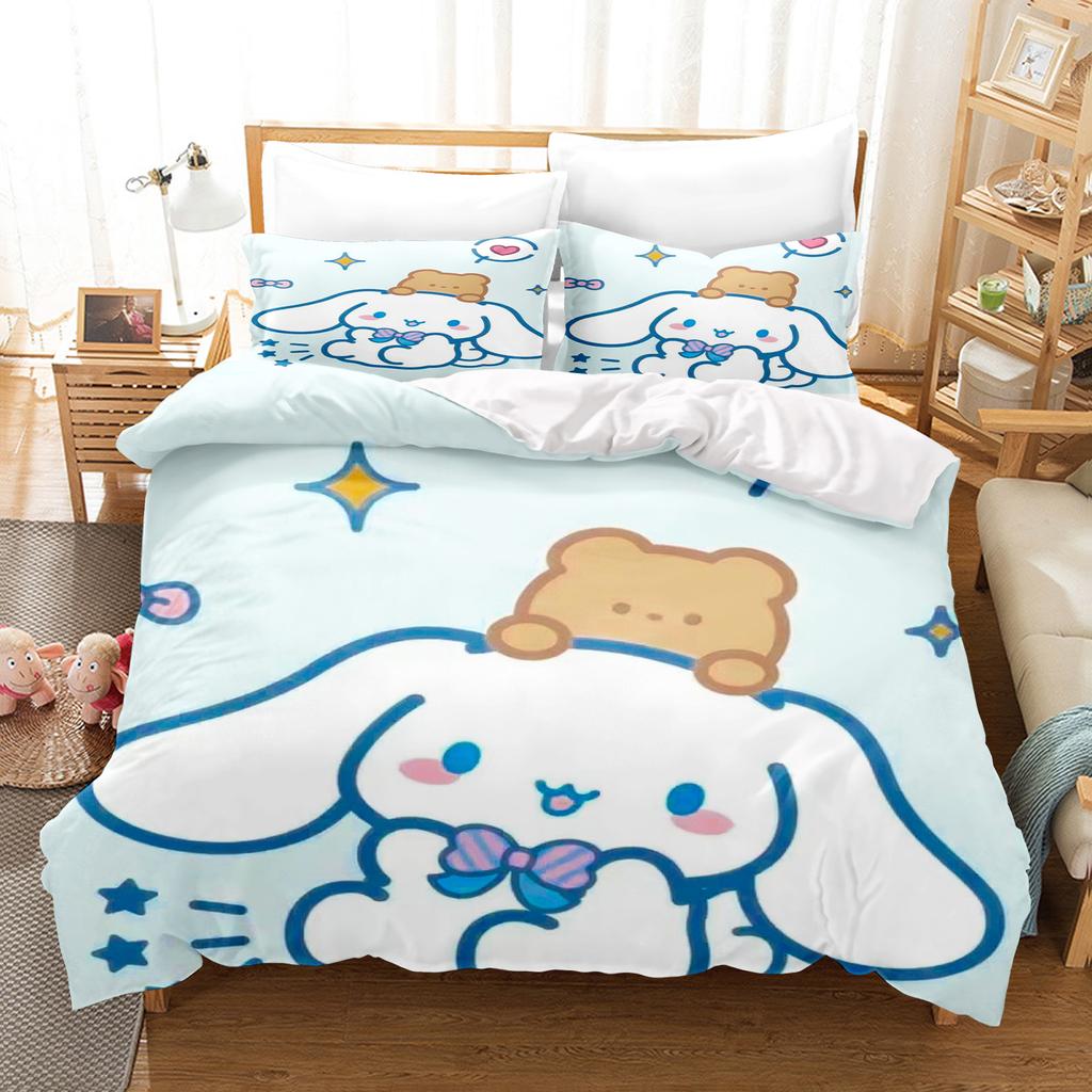 Cinnamoroll Bettbezug Queen Size Kinder Bettwäsche Set Set Bettwäsche Twin Sets Niedliches Gedrucktes Cartoon Bettdeckenbezug