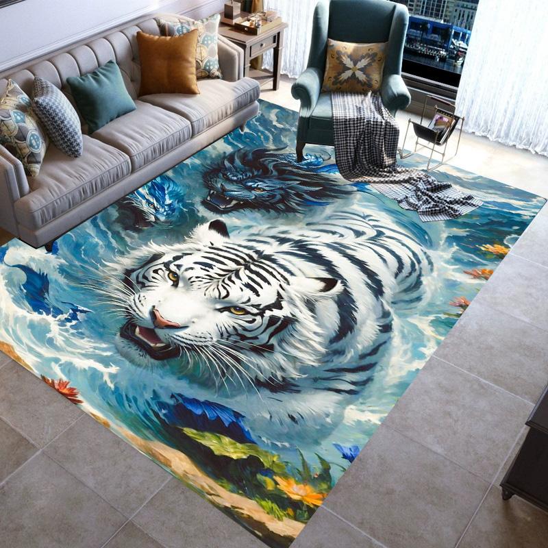 Large Area Rugs Non Slip Animal Tiger Pattern Carpet Living Room Sofa Kitchen Entrance Doormat Hallway Balcony Floor Mat