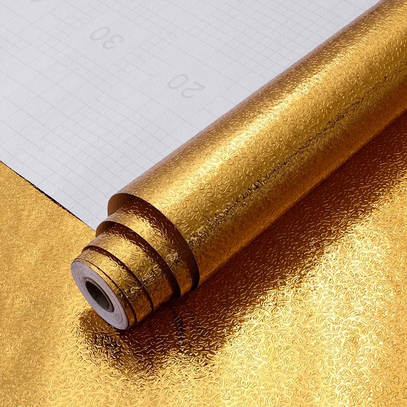 40cmX3/5/10m PVC Stickers Moisture-Proof Wall Paper Mould-Proof Home Kitchen Decor Luxury Wallpaper Waterproof Gold Foil