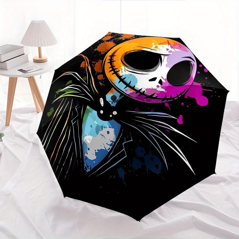 The Nightmare Before Christmas Themed Automatic Opening and Closing Folding Umbrella, Reinforced 8 Ribs, Compact Travel Design, Fashionable