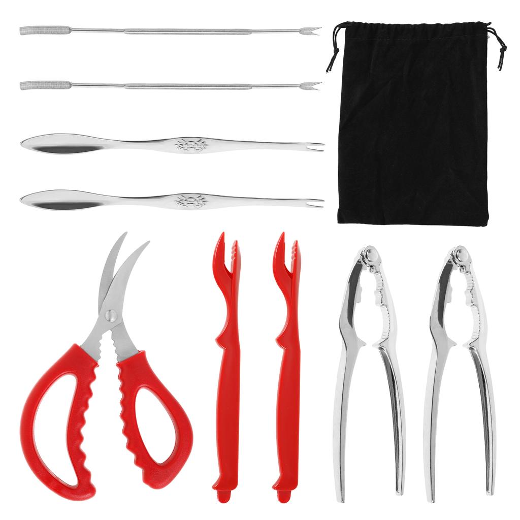 7/9Pcs Crab Cracker Tool Set Stainless Steel Seafood Tools with Lobster Sheller Crab Leg Fork Seafood Forks Scissors for Kitchen