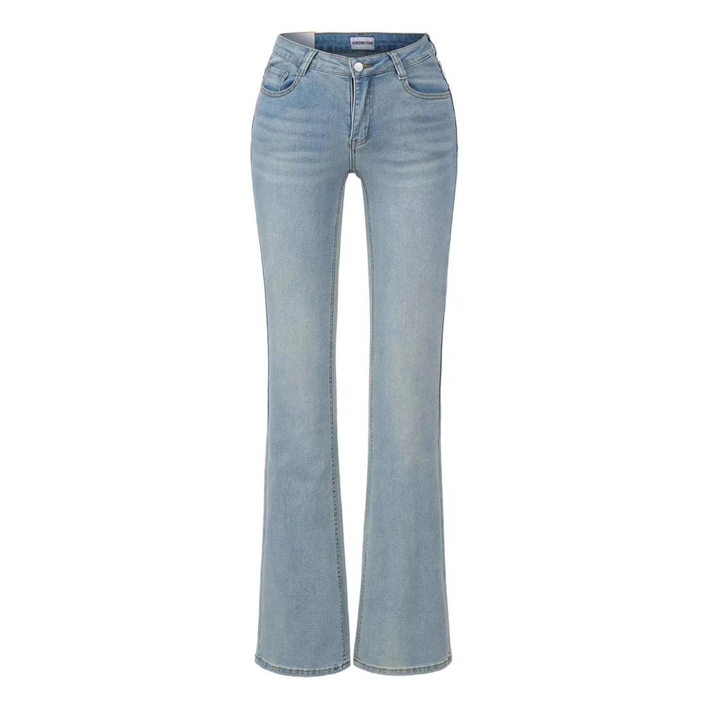 Hot Girl Low-Rise Slimming Butt-Lift Micro-Flare Slim-Fit American Style Jeans