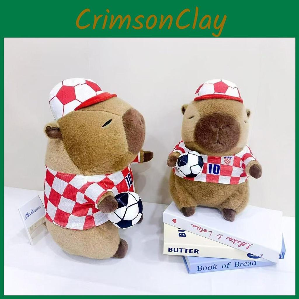 Football Capybara Girl Plush Toy Animal Soft Stuffed Doll Decoration Gift Kids
