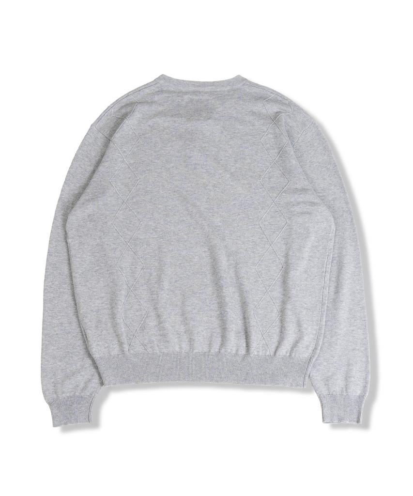 MUDSALT Cable Henley Neck Knit Melange Gray