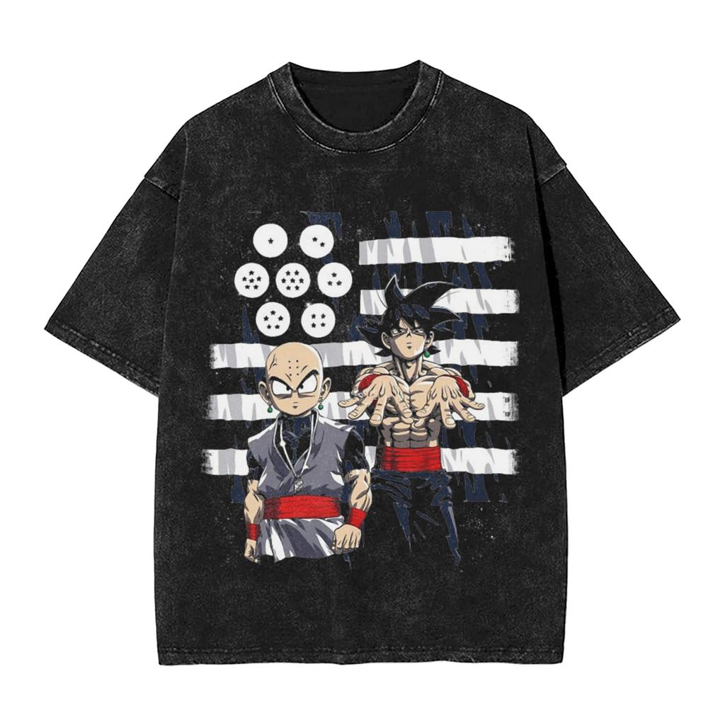 Anime Dragon Ball Printed Tshirt Mens and Womens Washed Tshirt High Quality Vintage Cotton Tshirt Harajuku Tops