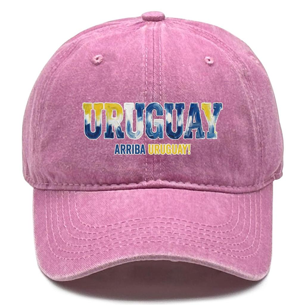 Sun Hat With "URUGUAY" "ARRIBA URUGUAY" Flag Printed , Adjustable Baseball Hat Inelastic Hip Hop Fit Headwear Sports Hat