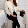 New Arrivals Open Run Women Bling Button Crop No Collar Tweed Jacket Suit Style