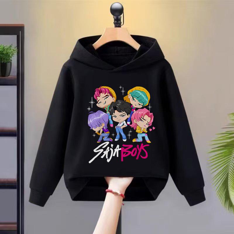 2025 New K-kpop Devil Hunter Children's Autumn Hoodie Fashion Versatile Girls' Long Sleeve Sweatshirt Comfortable Soft Top