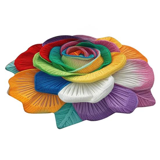 

3D Flower Area Rug Absorbent Quick Dry Irregular Plush Floral Floor Mat Washable Non-slip Living Room Bedroom Bathroom Kitchen Decoration Carpet 60cm E