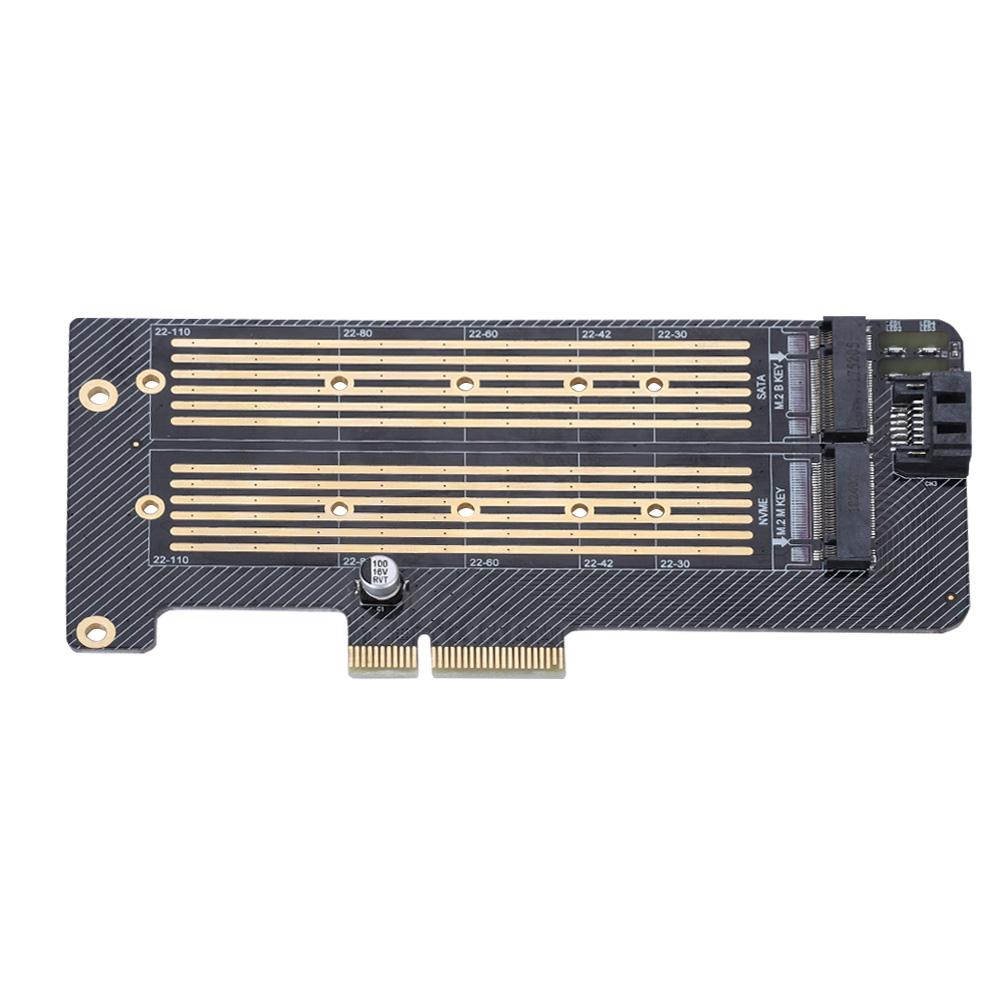 M.2 NVMe SSD NGFF To PCIE X4 Converter Adapter Card M Key B Key Dual Port