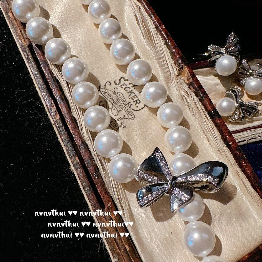 Princess On The Run, Bow Jewel Pearl Necklace, Farah, Deep Sea Beads, Butterfly Zircon Ring Set
