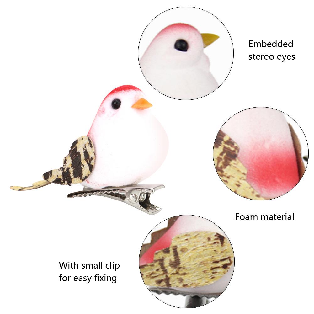 Characteristic Red Color Simulation Artificial Bird Decoration, 12pcs Quality Foam Fther Craft Clip Garden Home Wedding Window Ornament Prop, 100 Bran