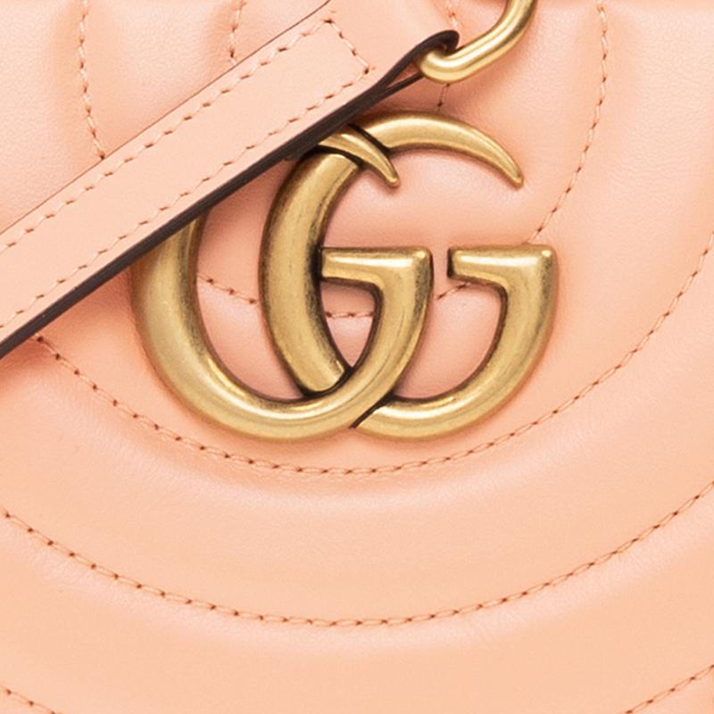 Gucci Marmont Series Double G Logo Zipper Closure Quilted Leather Camera Bag Women Shoulder Bag Pink 447632-AABZE-6707