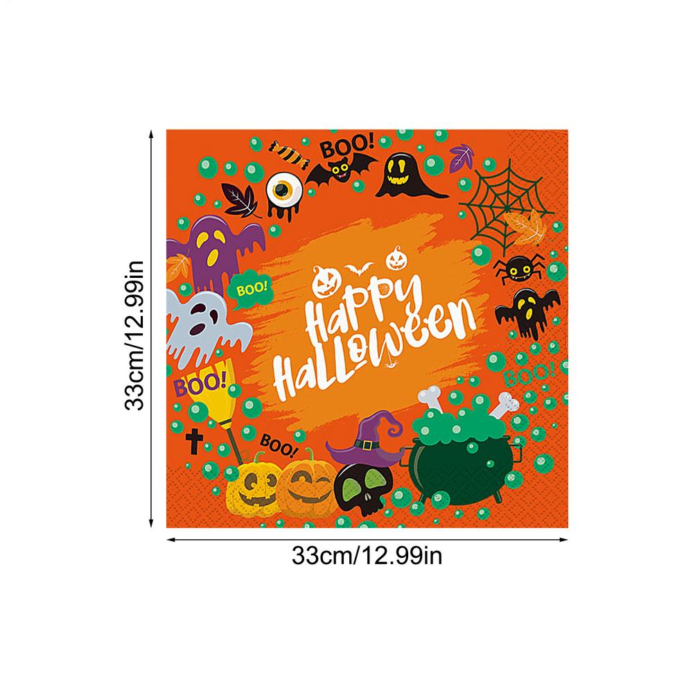 

20 sheets Decorative Paper Napkins Halloween Multi-Purpose Ghost And Skull Napkins Eco-Friendly Bat Pumpkin For Cookies Cupcakes