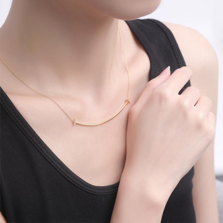 Tiffany & Co. T Series Smile 18K Gold Necklace Women Necklace 35189459,36201525,67513363