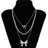 3Pcs/Set Imitation Pearl Sweet Romantic Necklace Bowknot Pendant for Women Chain Bridal Jewelry Gift