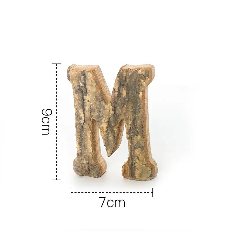 Zusammen mit Bark Massivholz Retro Holz Englische Buchstaben Alphabet Zahl für Cafeteria Bar Heimdekoration Vintage DIY Buchstabe
