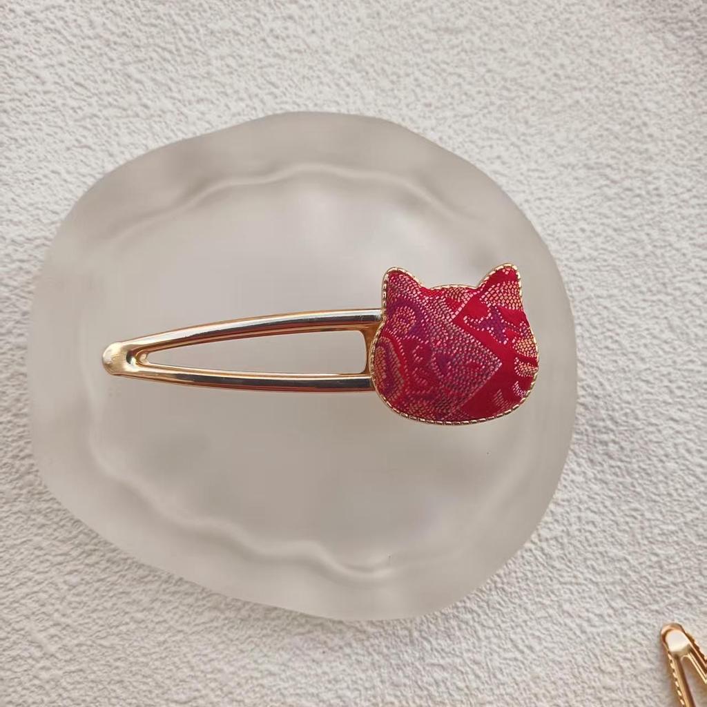 Handgefertigte chinesische bestickte Haarnadel - Brokat-Entenschnabel-Klammer