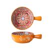 Ceramic Single Handle Bowl Bohemian Creative Relief Handle Bowl Salad Bowl Instant Noodles Dessert Bowl Home Decoration Bowl