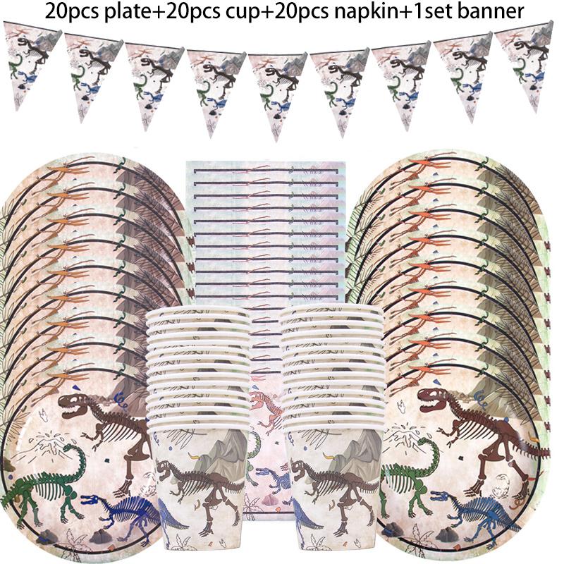 Dino Party Supplies Dinosaur Balloons Paper Straws Cups Plates Kids Boy Birthday Party Decoration Jungle Dinosaur Party Decor