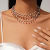 Wind-inlaid diamond multi-layer fringed sweater chain fashionable and exquisite court style necklace