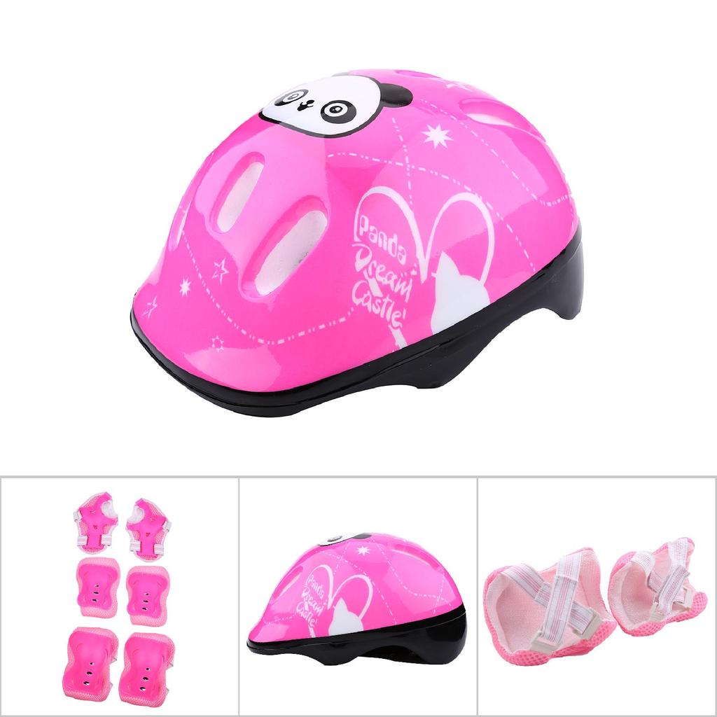 7pcs set Sports Protective Safeguard Pads Set Equipment For Skateboard (pink)