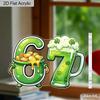 2D Flat St. Patrick's Day Acrylic Lucky Number 67 Irish Pendant, Home Decor Plaque Hanging Wall Art Decorative Garden Decoration for Room Door Signs H
