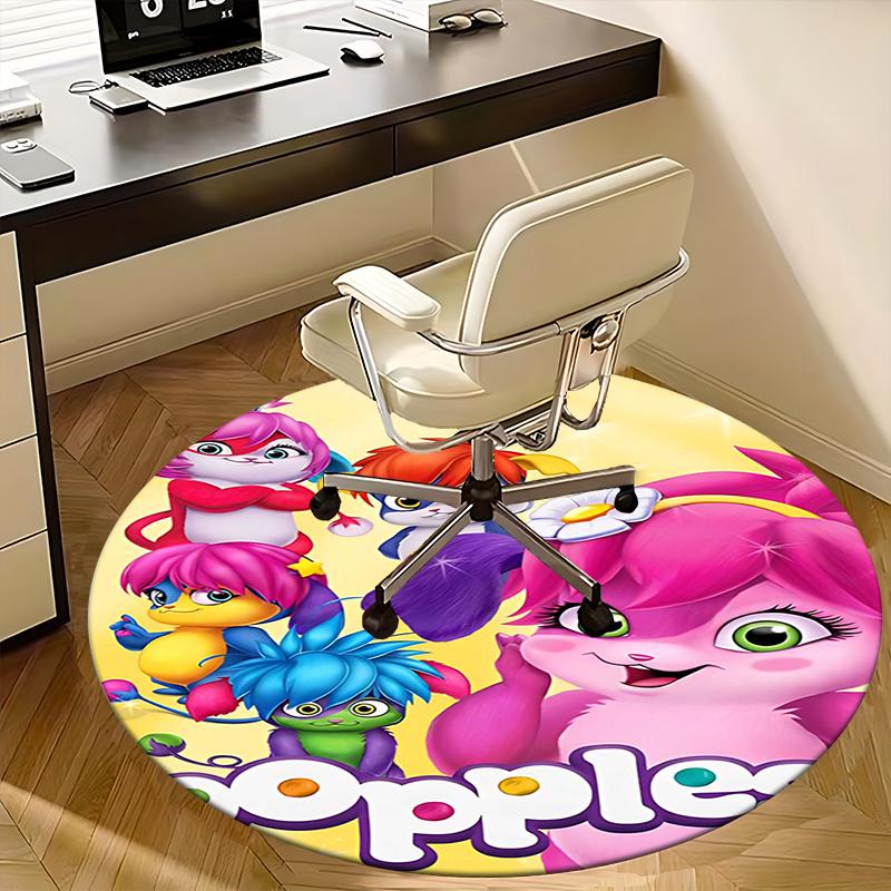 Popple Characters,Popple Friends Chair Mat Round Rug Office Carpet, Non Slip, Suitable for Living Rooms, Bedrooms,Decor1205758a