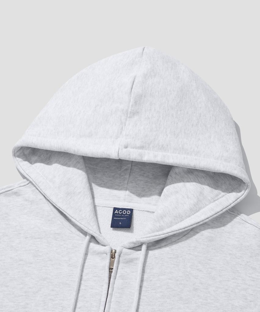 Agod 2_Way Sweat Hooded Zip-Up [White Melange]